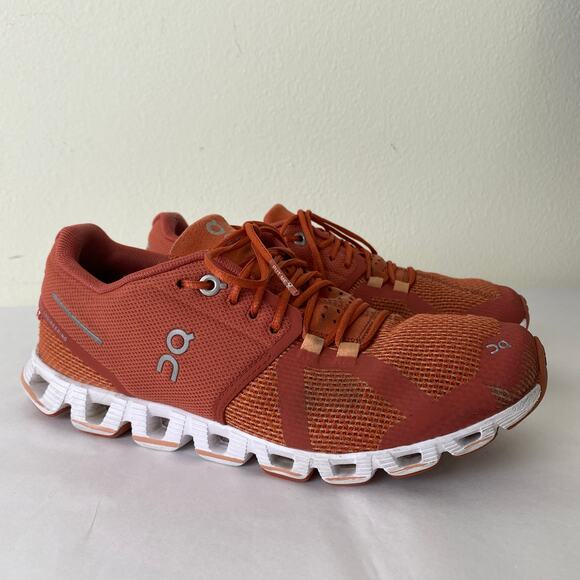 On Running Cloud Sneakers Size 7 Chili Rust Orange Red Women's Comfort Shoes - Picture 3 of 12
